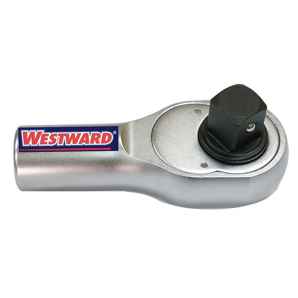 Westward 1" Drive 24 Geared Teeth Pear Head Style Hand Ratchet, 6-1/2" L, Chrome Finish 45J258