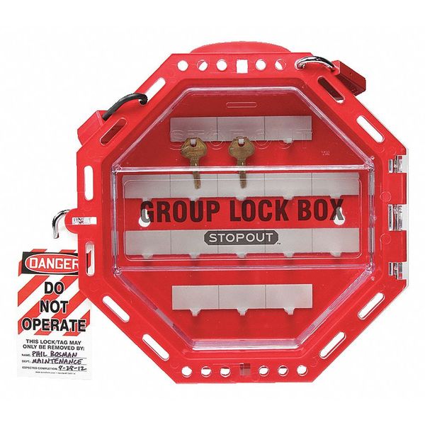 Stopout Group Lockout Box, Red, 4-1/2" H KCC624