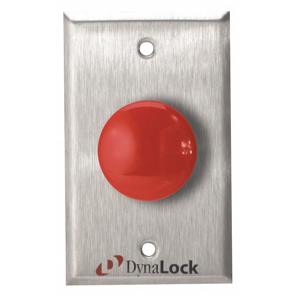 Dynalock Exit Push Button, SS, Red, Red Switch 6230