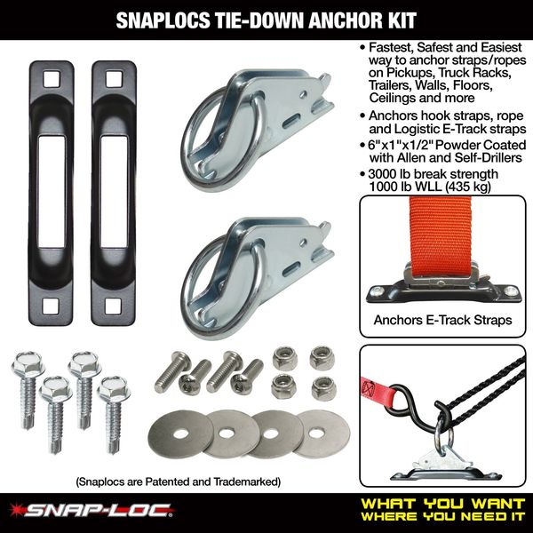 SNAP-LOC E-Track Snap-Hook Carabiner Tie-Down for Hook-Straps