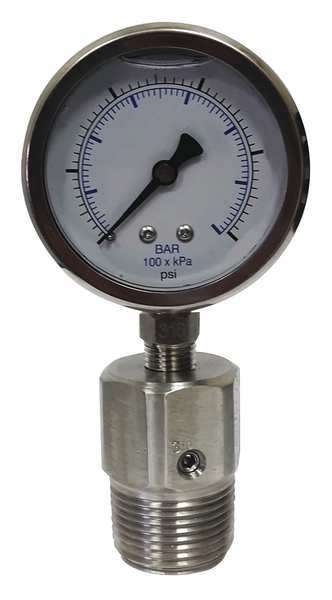 Kodiak Pressure Gauge, 0 to 160 psi, 1 in MNPT, Stainless Steel, Silver KC301L25160/DSF14-M