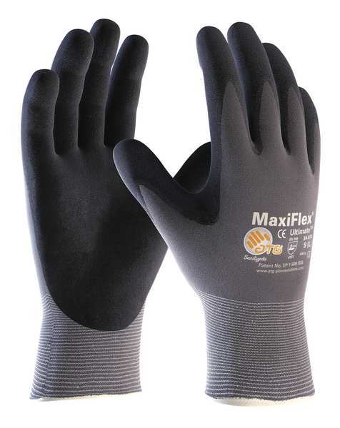 Pip Foam Nitrile Coated Gloves, Palm Coverage, Black/Gray, XS, 12PK 34-874