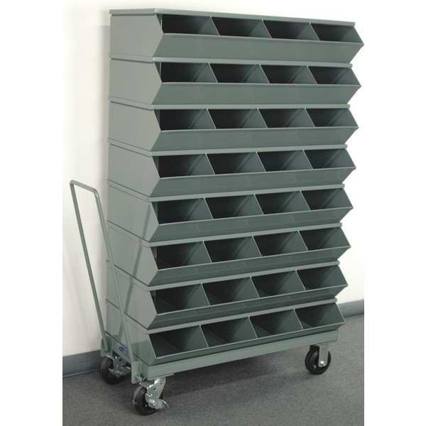 Stackbin Steel Sectional Stacking Bin, 18 3/4 in D x 60 5/8 in H x 37 in W, 9 Shelves, Gray 3-332SSMB