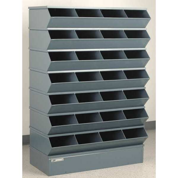 Stackbin Steel Sectional Stacking Bin, 18 3/4 in D x 54 3/8 in H x 37 in W, 8 Shelves, Gray 3-328SSB