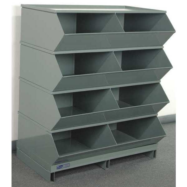 Stackbin Steel Sectional Stacking Bin, 24 in D x 46 in H x 37 in W, 5 Shelves, Gray 3-58SSPB