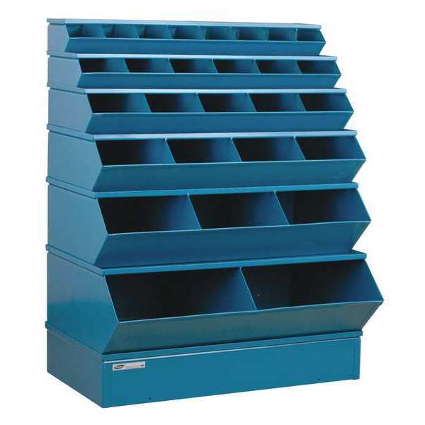 Stackbin Steel Sectional Stacking Bin, 24 in D x 53 in H x 37 in W, 7 Shelves, Blue 3-5028SSB