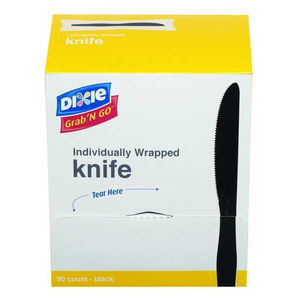 Dixie Industries Wrapped Disposable Knife, Black, Medium Weight, PK90 KM5W540