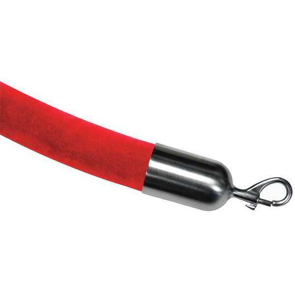 Lawrence Metal Barrier Rope, Velour, Red, 3 ft. L ROPE-VELR-22-03/0-2-SNAP-1S