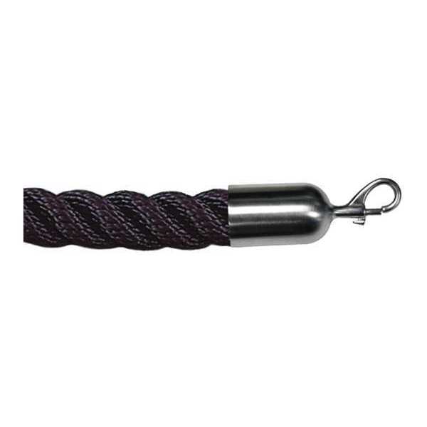 Lawrence Metal Barrier Rope, Nylon, Black, 6 ft. L ROPE-TWST-33-06/0-2-SNAP-1S
