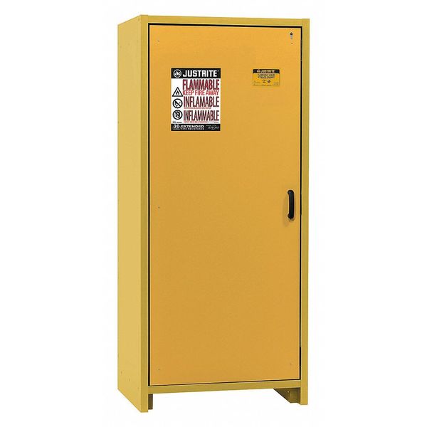 Justrite Safety Cabinet, EN, 30 gal., 30 min., Color: Yellow 22601