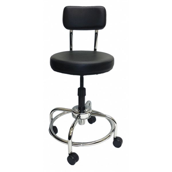 Shopsol Round Stool with Backrest, Height 19" to 36"Black 3010011