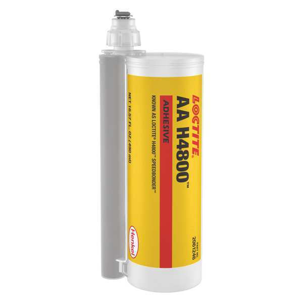 Loctite Acrylic Adhesive, AA H4800 Series, Black, Dual-Cartridge, 10:01 Mix Ratio, 40 min Functional Cure 2061246