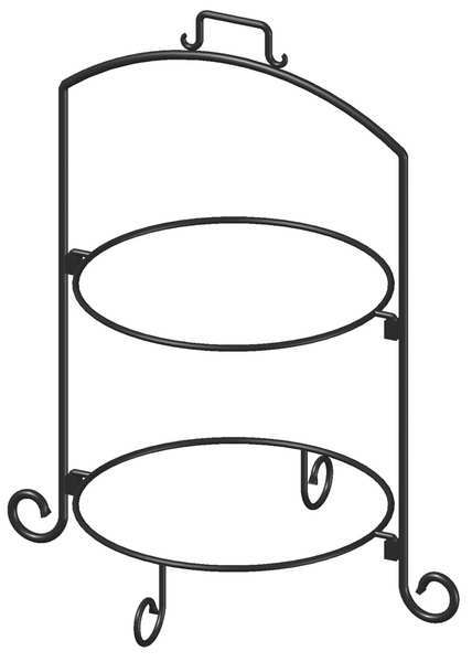 Iti Square Plate Stand, Blk, Iron, 2 Tier, 14In WR-142