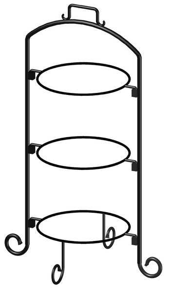 Iti Round Plate Stand, Black, Iron, 3 Tier, 9 In WR-103