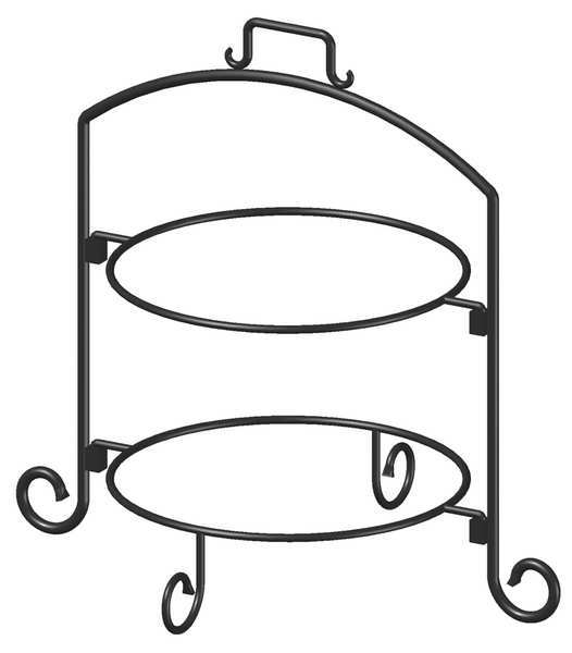 Iti Round Plate Stand, Black, Iron, 2 Tier, 12In WR-122