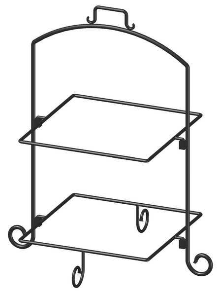 Iti Square Plate Stand, Blk, Iron, 2 Tier, 13In WR-132