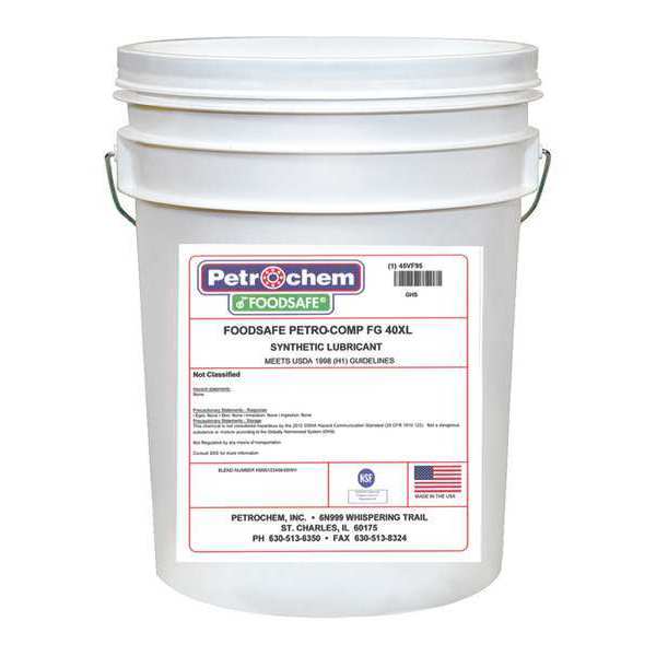 Petrochem Compressor Oil, 5gal, Pail, Polyalphaolefin PETRO-COMP FG-40XL-005