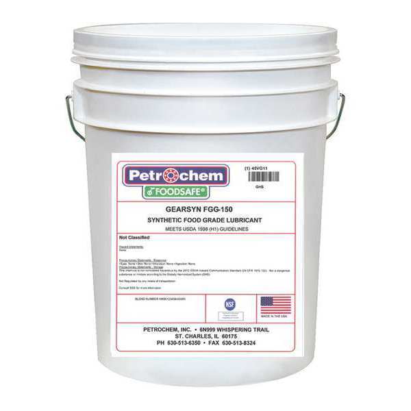 Petrochem Lubricant, PAO, 5 Gal., Pail GEARSYN FGG-150-005