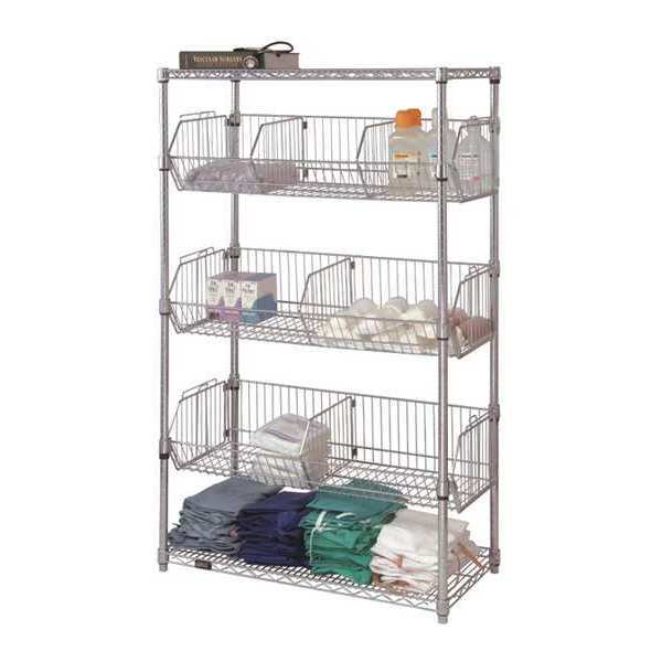 Zoro Select Wire Shelving Unit, 24"D x 60"W x 4"H, Chrome 45VX60