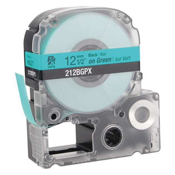 Epson Label Cartridge, Black on Green, Labels/Roll: Continuous 212BGPX