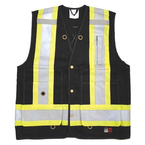 Viking Safety Vest, Black, 2XL, 29-1/2" L, Class 1 6165FR-XXL