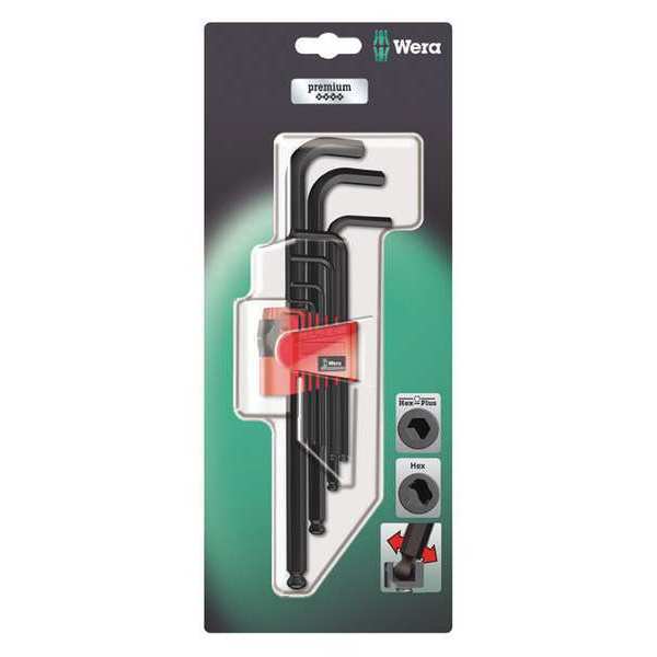 Wera 9 Piece Metric L-Shape Hex Key Set, 05073596001 05073596001