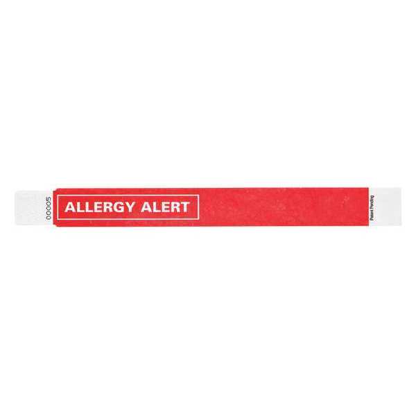 Identiplus ID Wristband, 1 in. W, Allergy Alert, PK500 T2UD-200-03