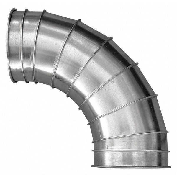 Nordfab Round 90 Degree Elbow, 8 in Duct Dia, Galvanized Steel, 22 GA, 26 1/4 in W, 26-1/4" L, 8 in H 8040400852