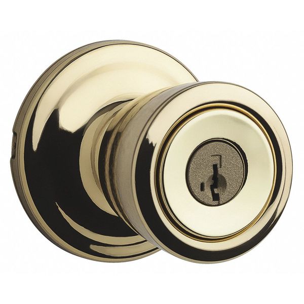 Kwikset Knob Lockset, Brass Finish, Abbey Style 740A 3 SMT 6AL RCS