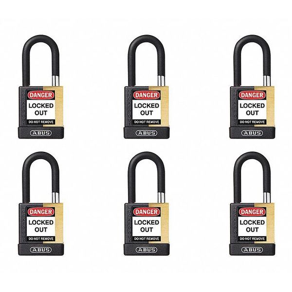 Abus Keyed Padlock, Open, Rectangular Steel Body, Hardened Steel Shackle, 3/4 in W, 6 PK 20078