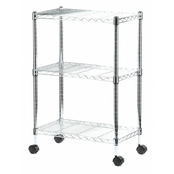 Zoro Select Wire Shelving Unit, 13"D x 22"W x 33"H, 3 Shelves, Chrome MWS221333