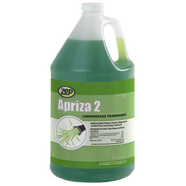 Zep Hard Surface Sanitizer, 1 gal. Plastic Pail, Lemongrass, Green, 4 PK 125124