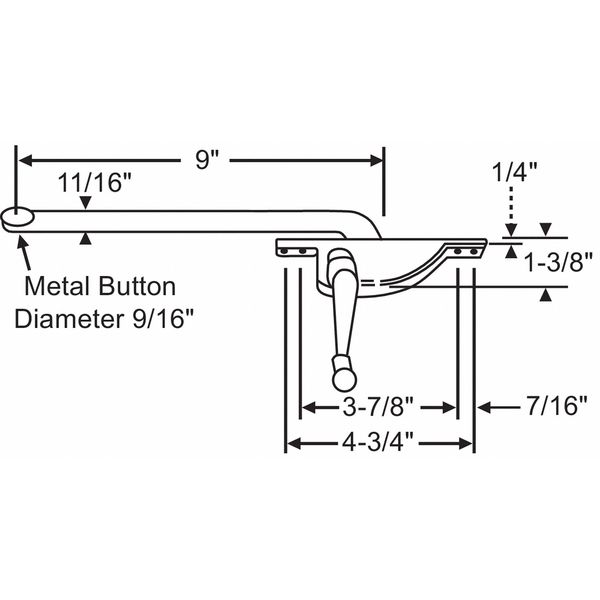 Zoro Select Window Operator, Right Hand, 12" L 36-314