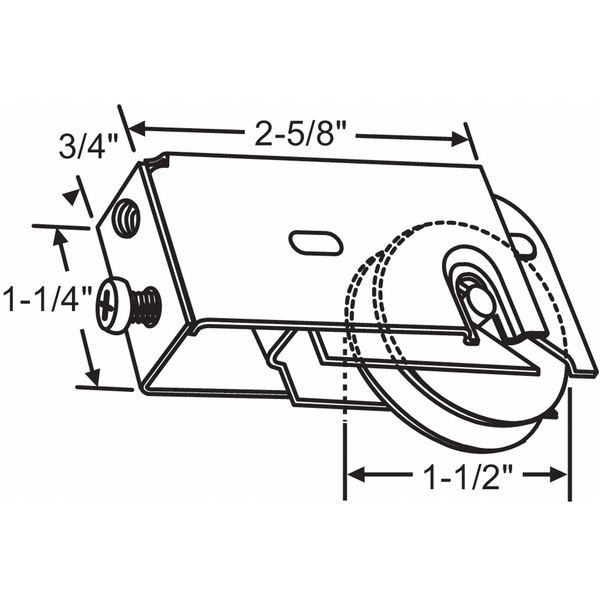 Zoro Select Roller Assembly 3-3/8" L, Steel Plated 9-392