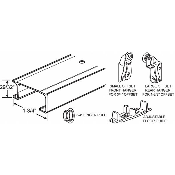 Zoro Select Track Set 36" L, Unfinished Aluminum 7048HU