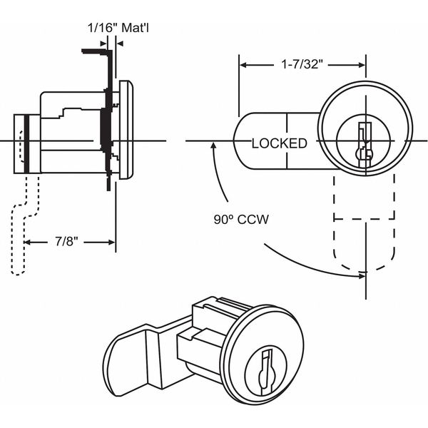 Zoro Select Mailbox Lock, For 4C Pedestal Mailboxes 97-76