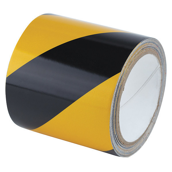 Zoro Select Marking Tape, Striped, Black/Yellow, 4" W RS4BY