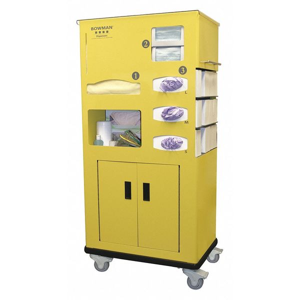 Bowman Dispensers Isolation Cart, Aluminum, Yellow, 53-5/32"H CT030-0000