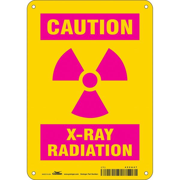 Condor Radiation Sign, 10 in H, 7 in W, Polyethylene, Horizontal Rectangle, 452A47 452A47