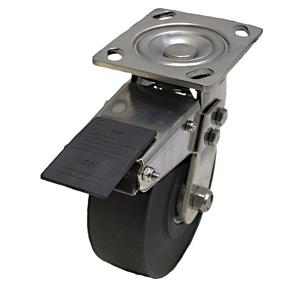 Zoro Select Plate Caster, 880 lb. Load, Black Wheel P21SX-NMB040K-14-TB