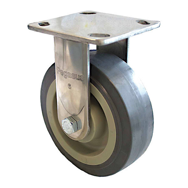 Zoro Select Plate Caster, 600 lb. Load, Gray Wheel P21RX-UP040D-14