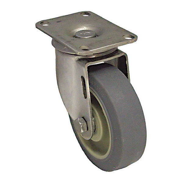 Zoro Select Plate Caster, 250 lb. Load, Gray Wheel P12SX-PRP035D-12