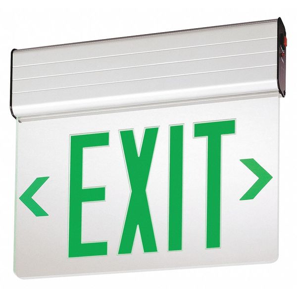 Lithonia Lighting Exit Sign, Green Letter, LED EDG 1 G EL SD