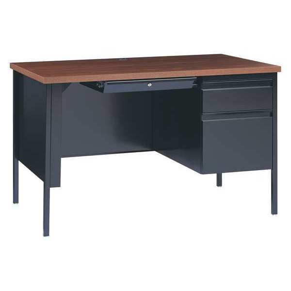 Hirsh Office Desk, Right Hand Pedestal, 48"W x 30"D, Black/Walnut 20437
