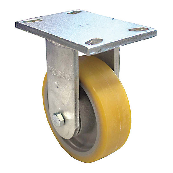 Zoro Select Plate Caster, 3970 lb. Load, Yellow Wheel P27R-GTH 252K-18