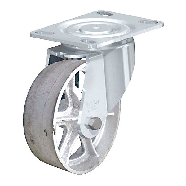 Zoro Select Plate Caster, 1250 lb. Load, Silver Wheel LH-C080KP-16
