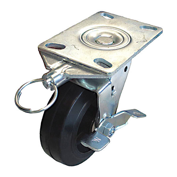Zoro Select Plate Caster, 600 lb. Load, Black Wheel P21S-RY080KP-16-WB-DL