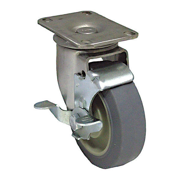 Zoro Select Plate Caster, 325 lb. Load, Gray Wheel P12SX-PRP060K-12-WB