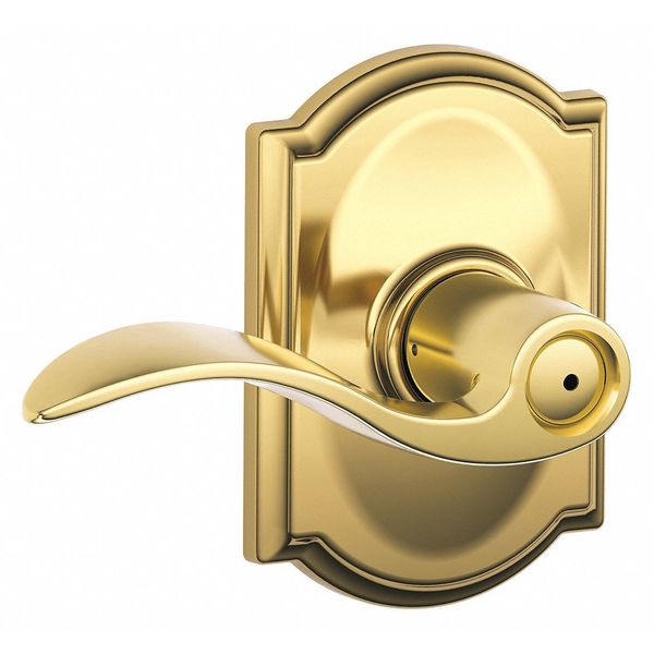 Schlage Residential Door Lever Lockset, Bright Brass, Privacy F40 ACC 605 CAM