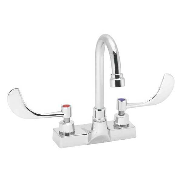 Speakman Wristblade Handle 4" Mount, 2 Hole Gooseneck Bathroom Faucet, Polished chrome SC-3084-LD-E